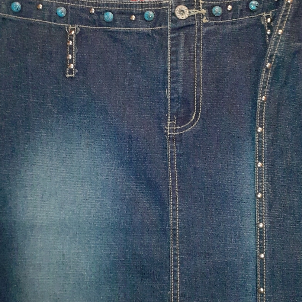JEAN Blue SKIRT TURQUOISE  SKIRT Slit